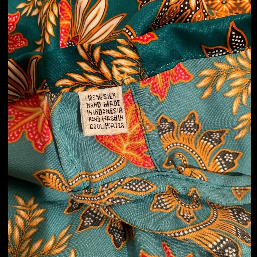 Women’s Size  One Size Multicolor Silk Short Sleeve With Belt Indonesia Kimono - Picture 8 of 13